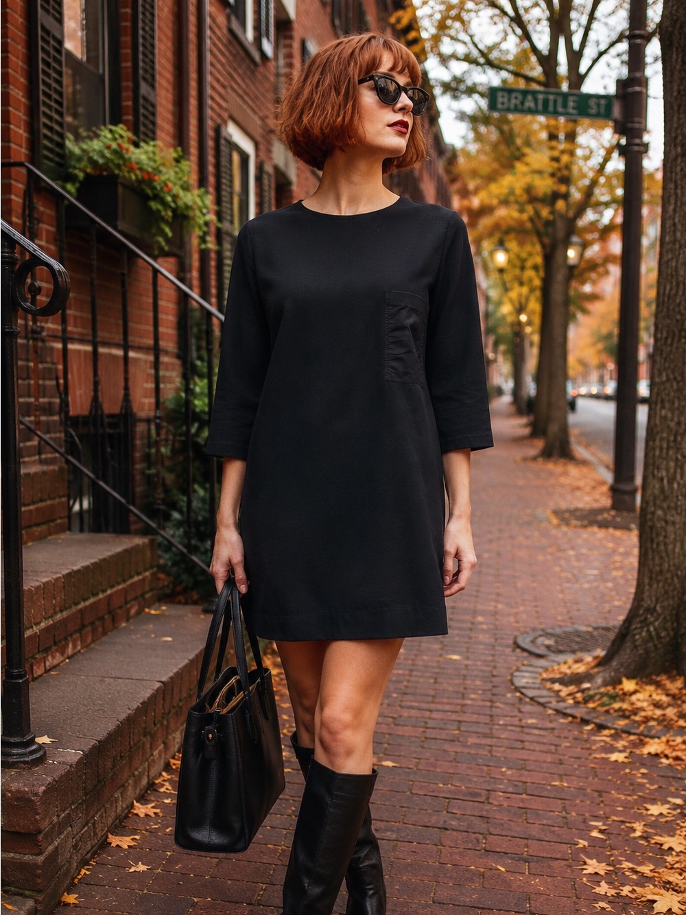COS Deep Navy Coastal Minimalist Quiet Luxury Shift Dress, S